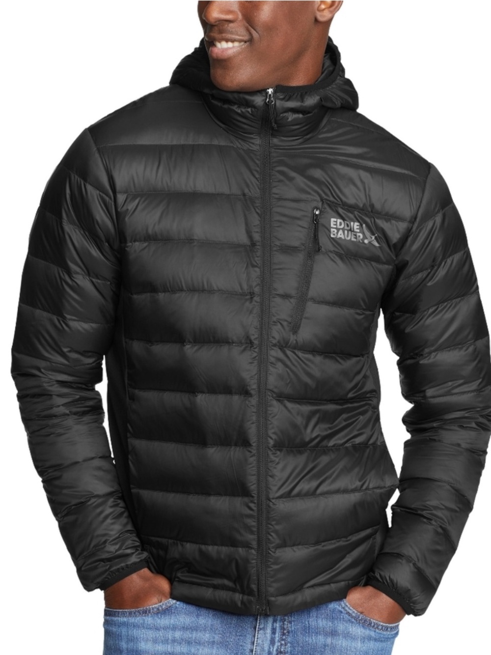 Eddie Bauer Down 550 Black Puffer Jacket Size XXL
